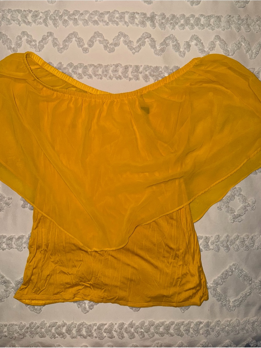 Thalia Sodi Yellow Off-Shoulder Ruffle Flutter Blouse